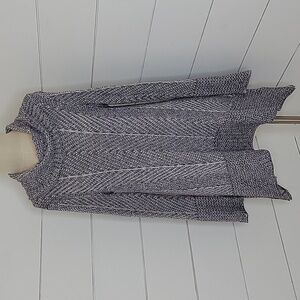 Jeanne Pierre large blue & grey assymetrical   hem cotton loose knit sweater
